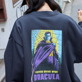 【UNIVERSAL MONSTERS】別注 ヴィンテージライクモンスターシリーズDRACULA＆WOLF MAN＆FRANKENSTEIN オーバーサイズバックプリントスウェット